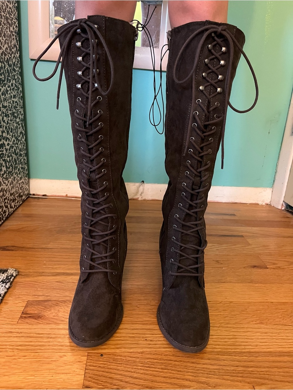 Tall Lace-Up Knee Boots